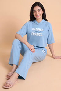 Zivame Athleisure Hooded Sweatshirt - Blue Bell — thumbnail 5